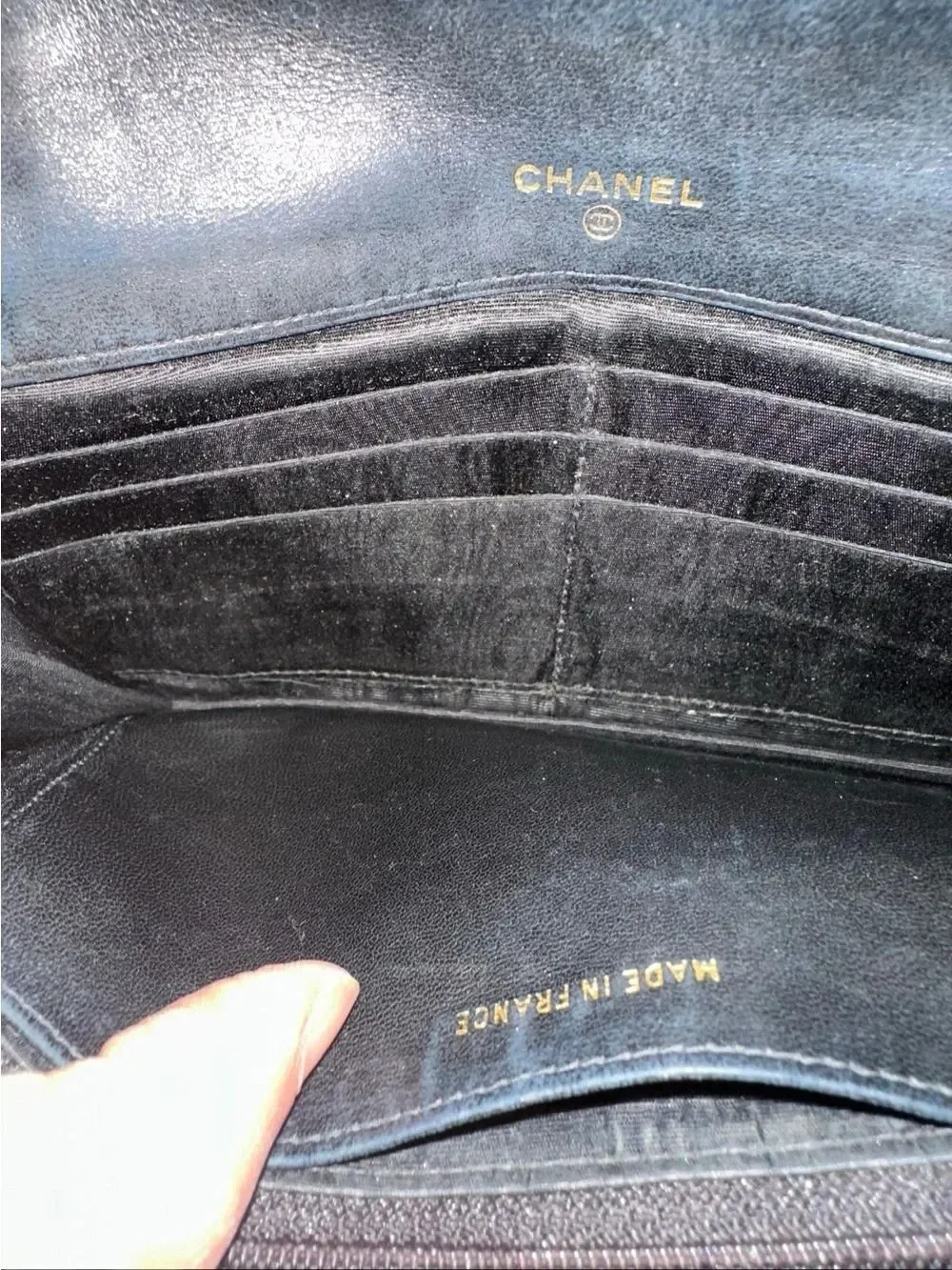 CHANEL Black Textured Caviar Leather Flap Clutch